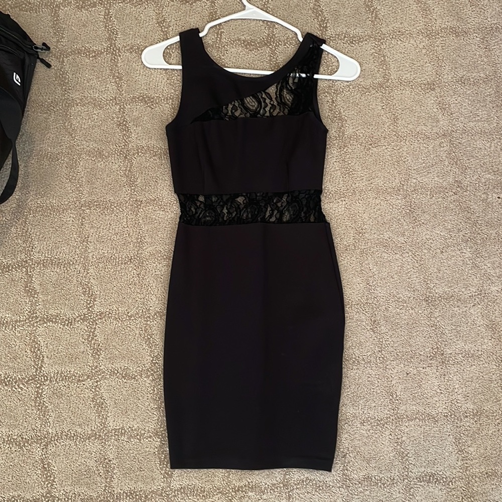 Black pencil/bodycon dress with lace detailing